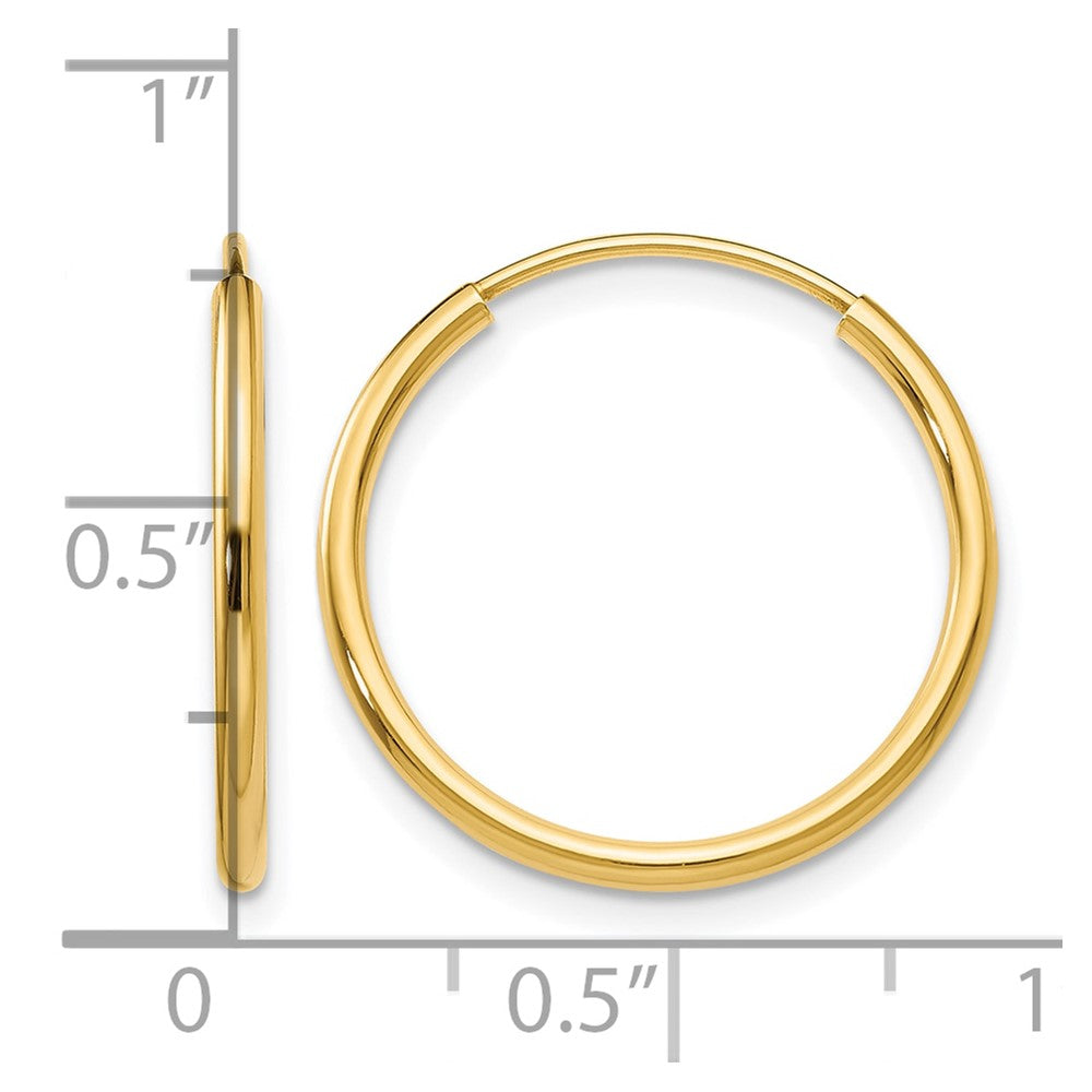 10k 1.5mm Polished Round Endless Hoop Earrings