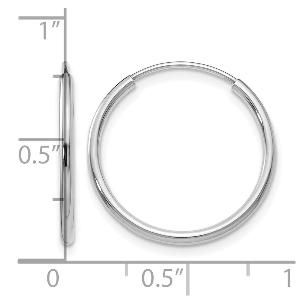 10k White Gold 1.5mm Polished Endless Hoop Earrings