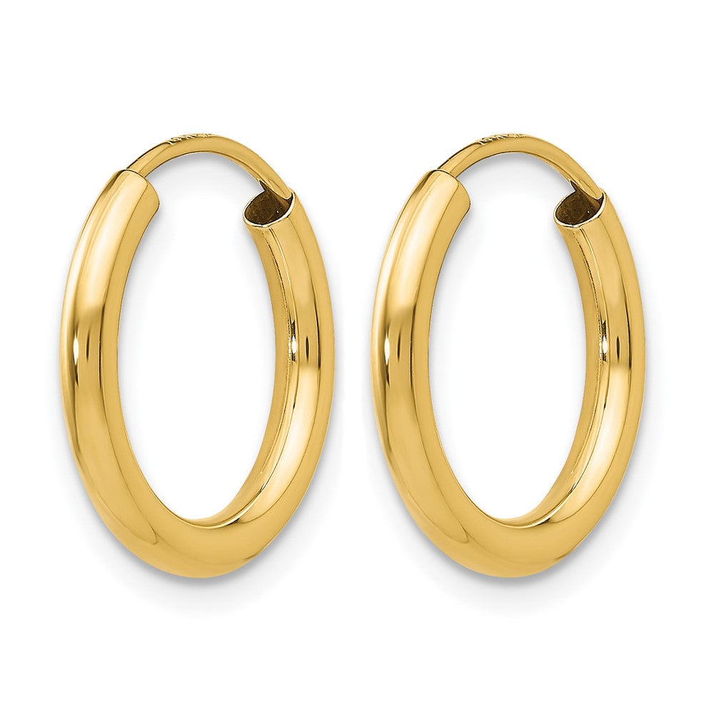 10k Polished Round Endless 2mm Hoop Earrings