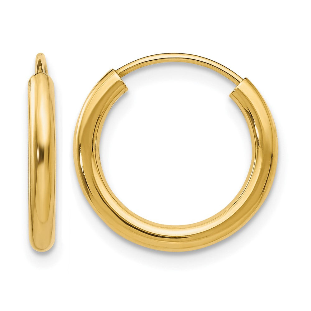 10k Polished Round Endless 2mm Hoop Earrings
