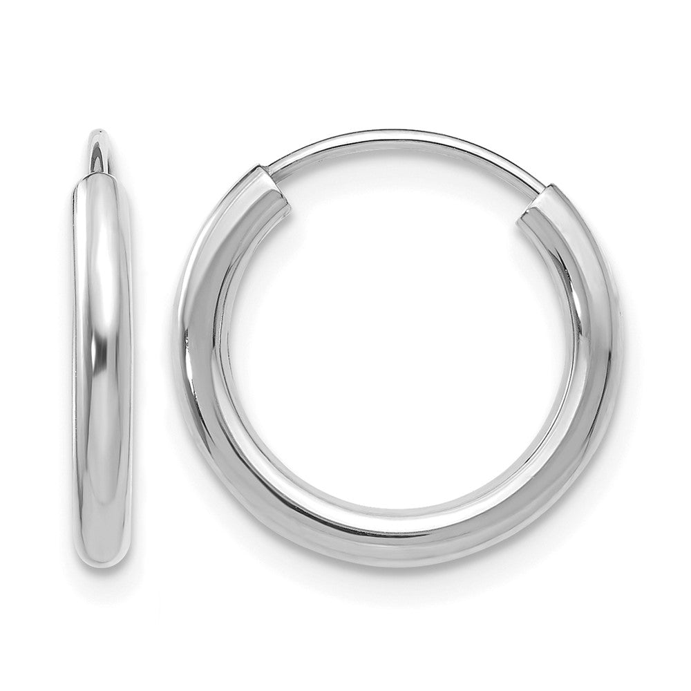 10k White Gold Polished Endless 2mm Hoop Earrings