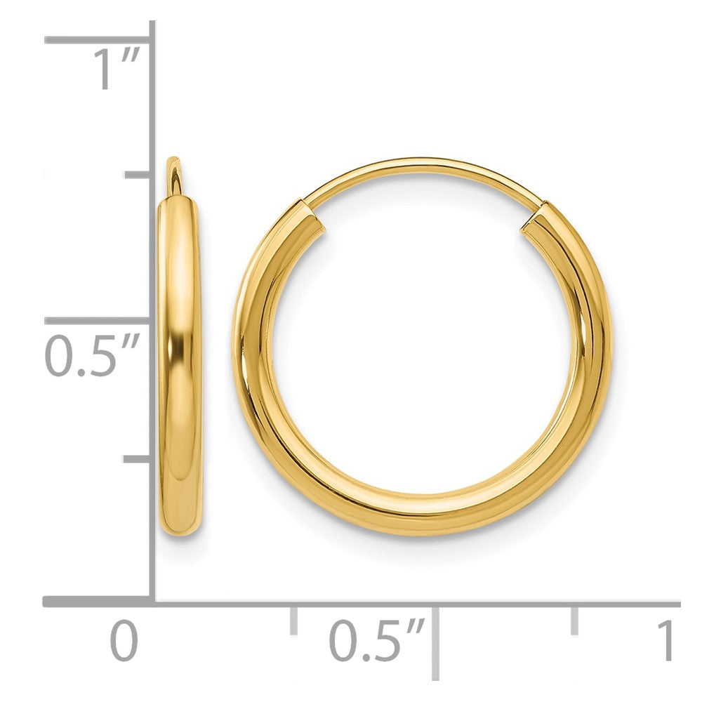 10k Polished Round Endless 2mm Hoop Earrings