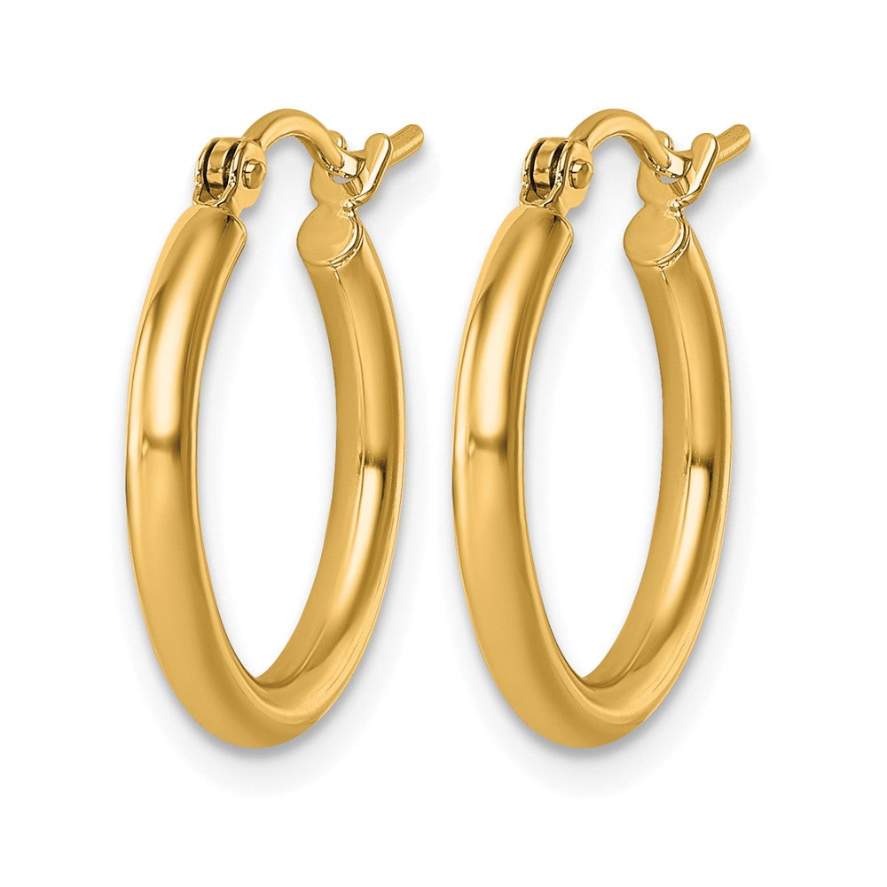 10k Polished 2x17.5mm Lightweight Tube Hoop Earrings