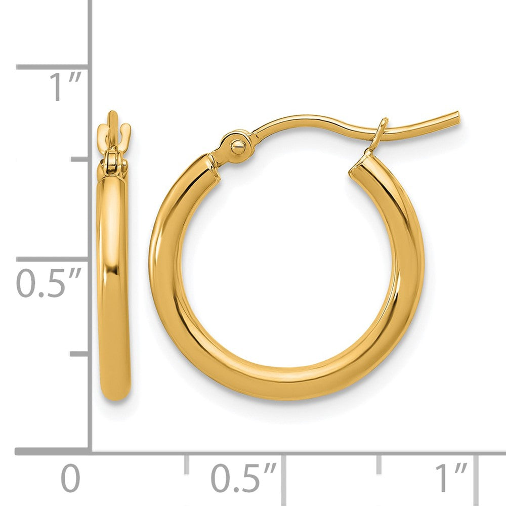 10k Polished 2x17.5mm Lightweight Tube Hoop Earrings