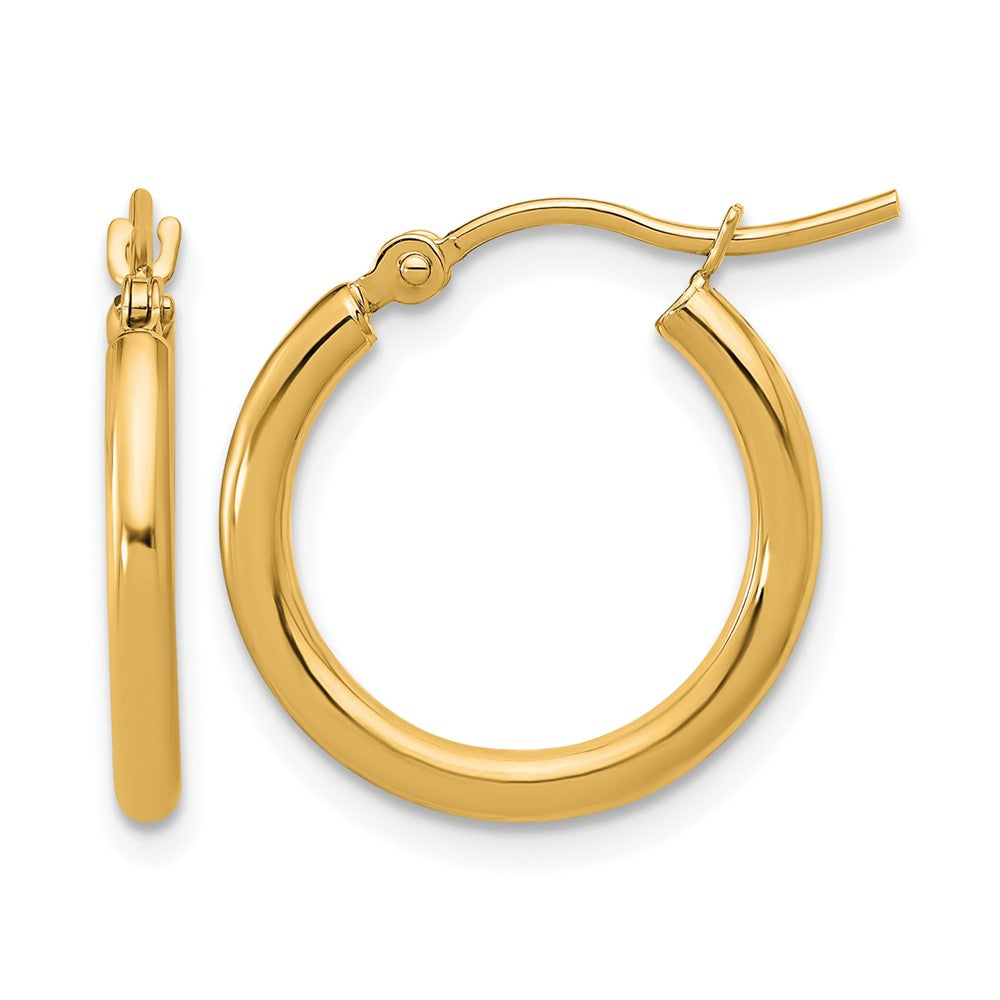 10k Polished 2x17.5mm Lightweight Tube Hoop Earrings