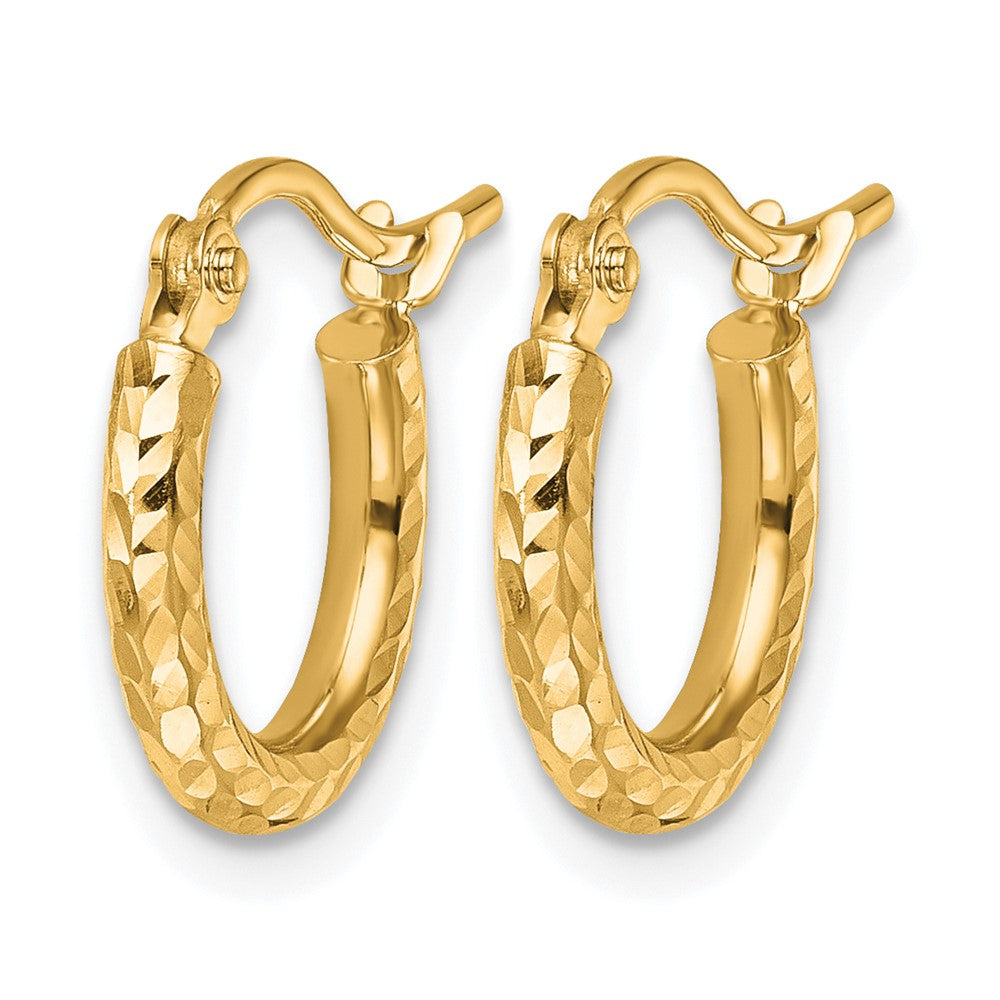 10k Diamond-cut 2mm Round Tube Hoop Earrings
