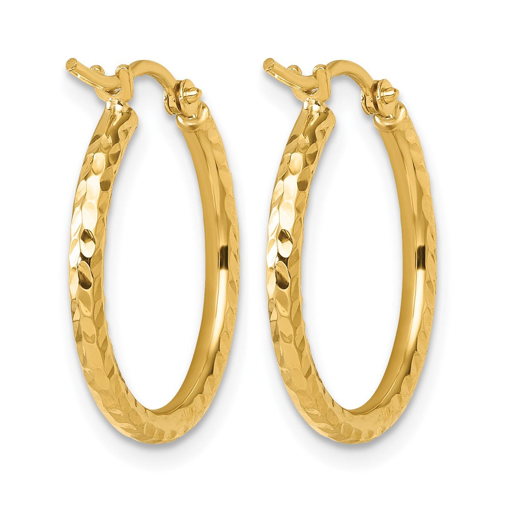 10k Diamond-cut 2mm Round Tube Hoop Earrings