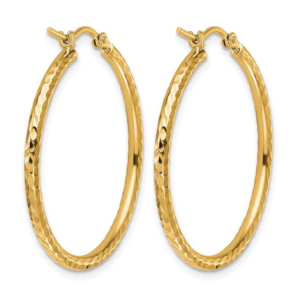 10k Diamond-cut 2mm Round Tube Hoop Earrings