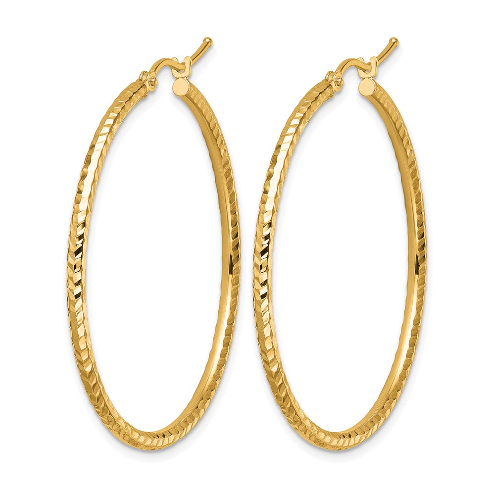 10k Diamond-cut 2mm Round Tube Hoop Earrings