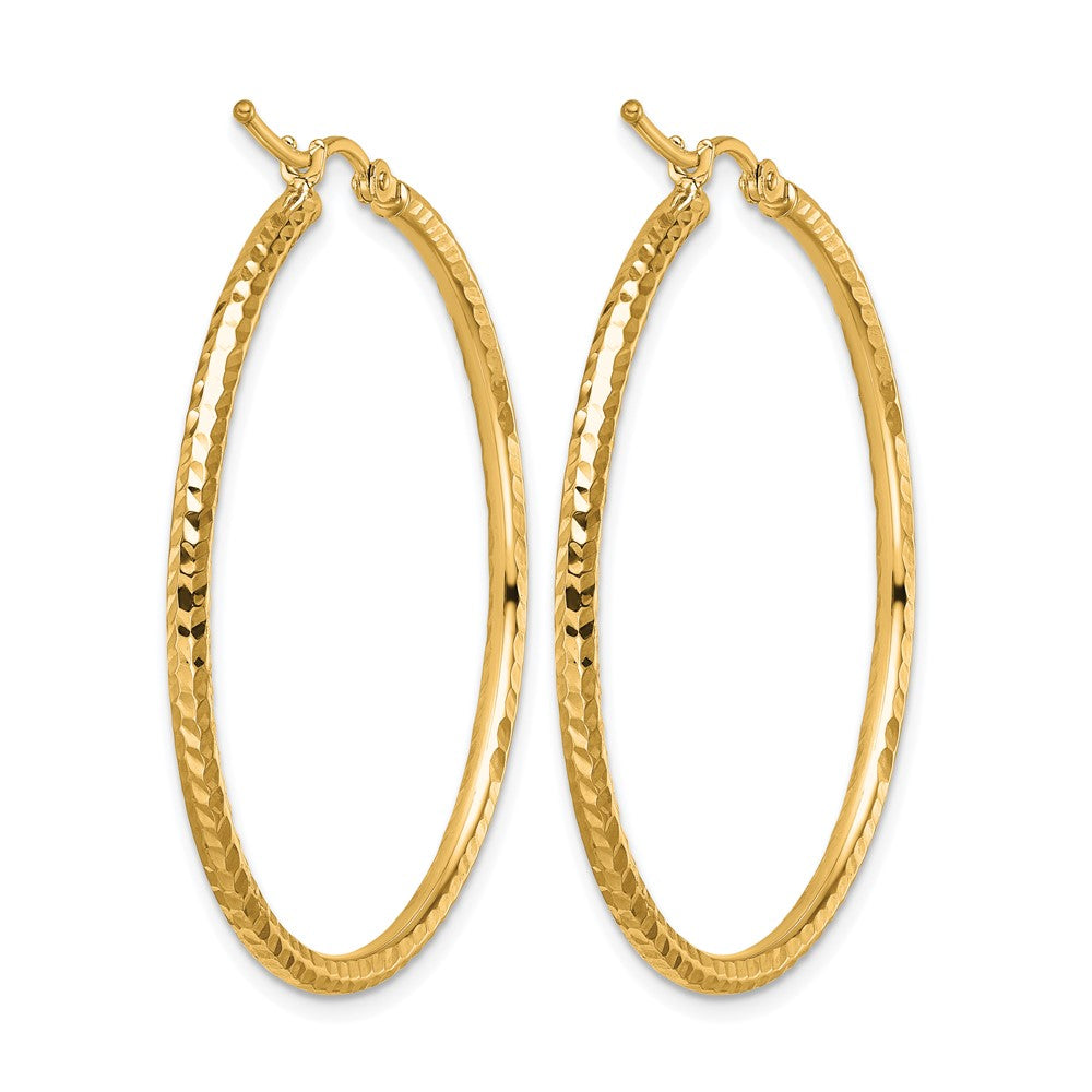 10k Diamond-cut 2mm Round Tube Hoop Earrings