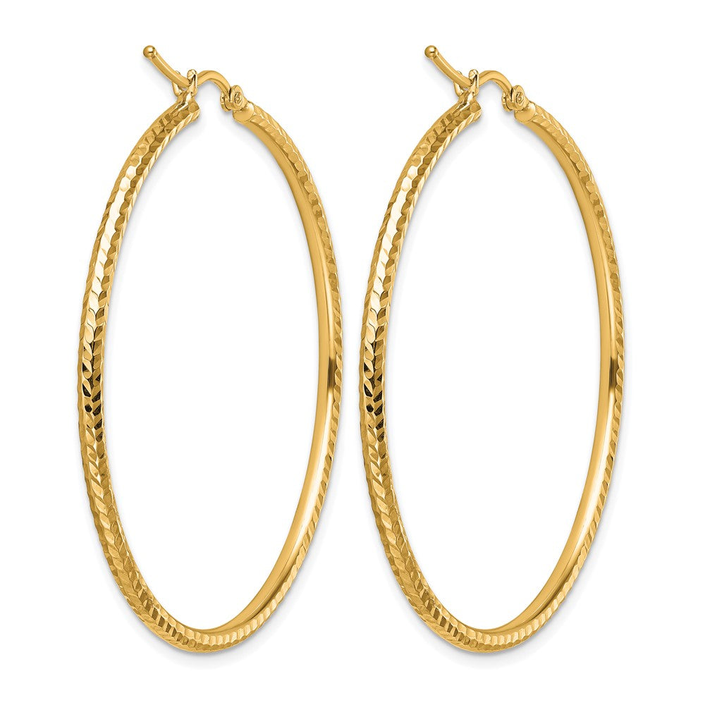 10k Diamond-cut 2mm Round Tube Hoop Earrings