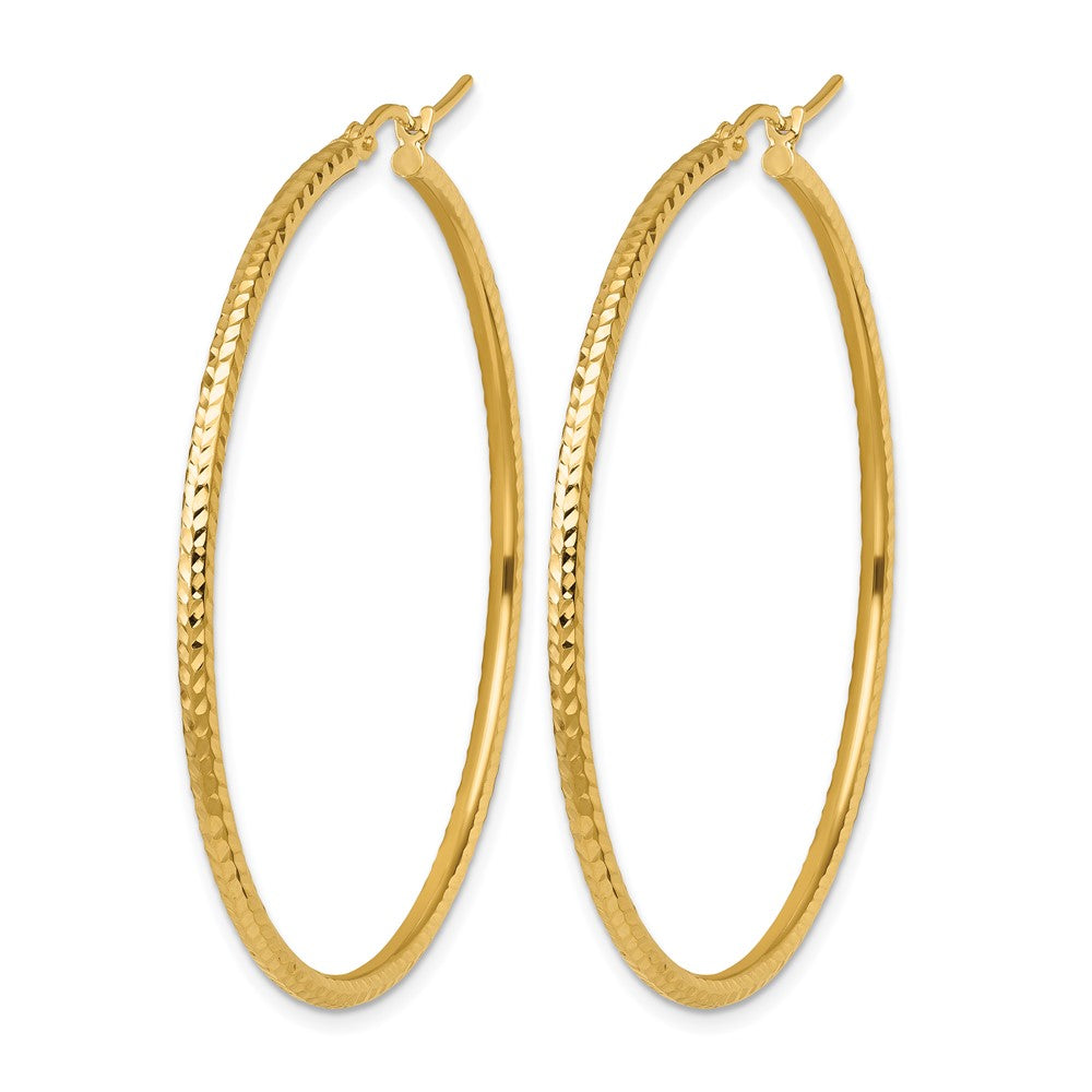10k Diamond-cut 2mm Round Tube Hoop Earrings