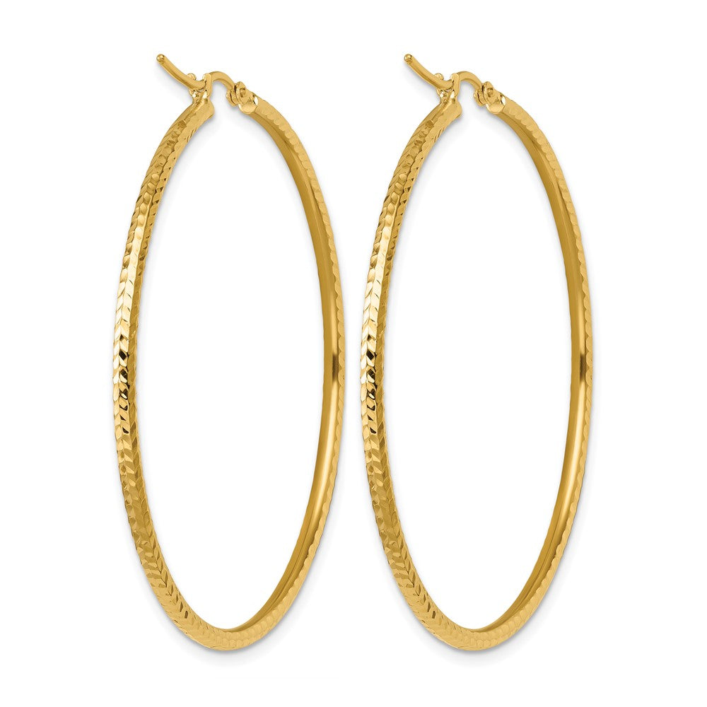10k Diamond-cut 2mm Round Tube Hoop Earrings