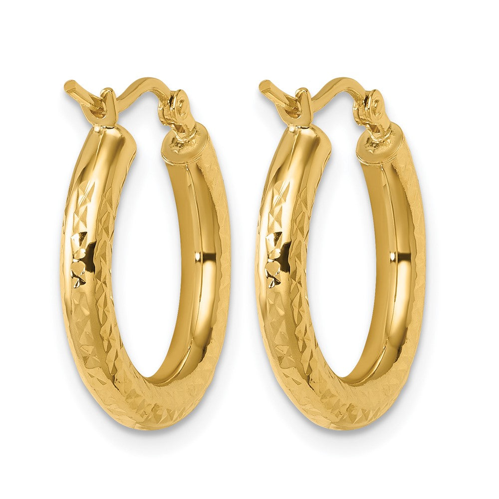 10k Diamond-cut 3mm Round Hoop Earrings