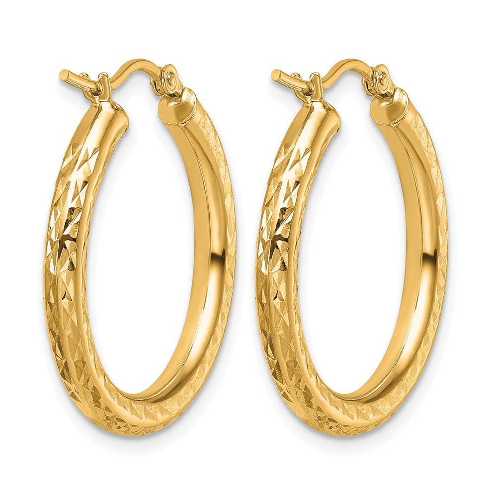 10k Diamond-cut 3mm Round Hoop Earrings
