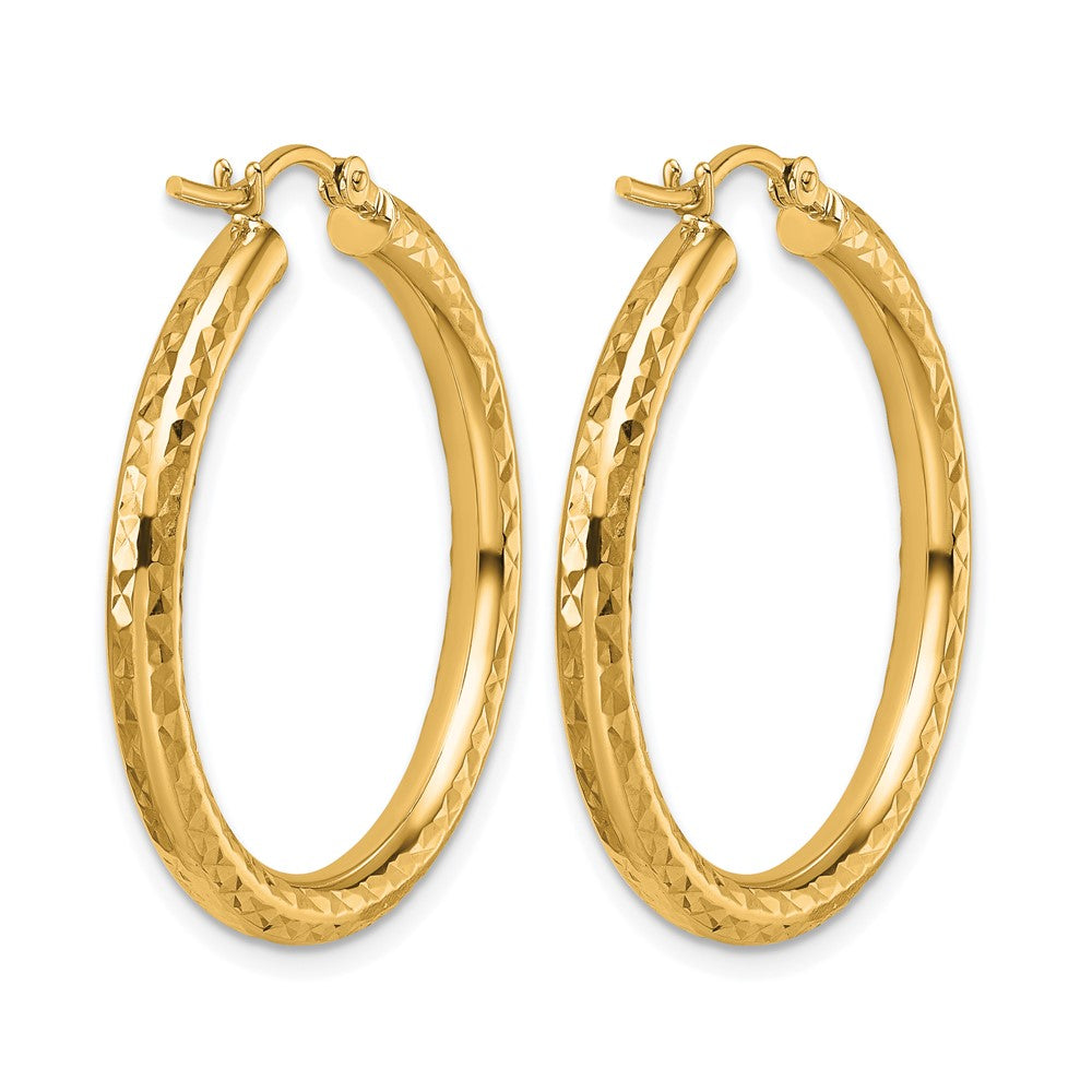 10k Diamond-cut 3mm Round Hoop Earrings