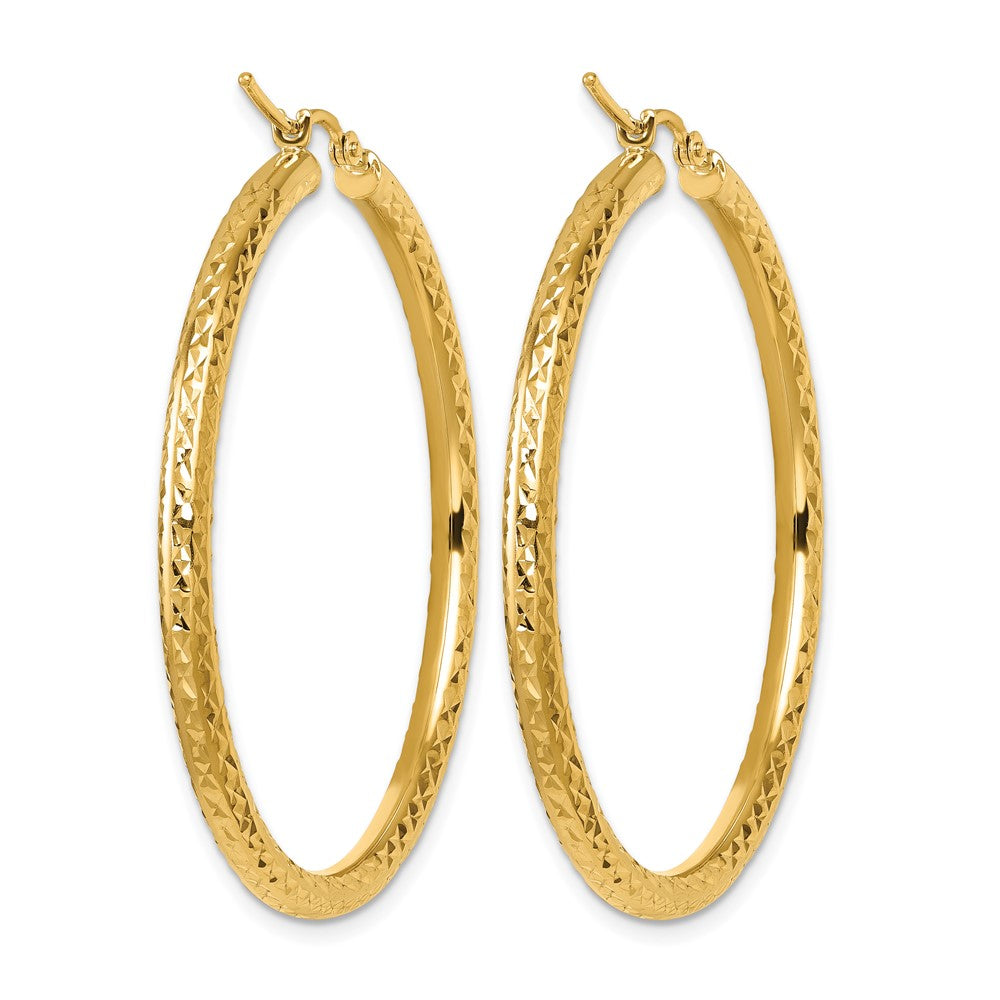 10k Diamond-cut 3mm Round Hoop Earrings