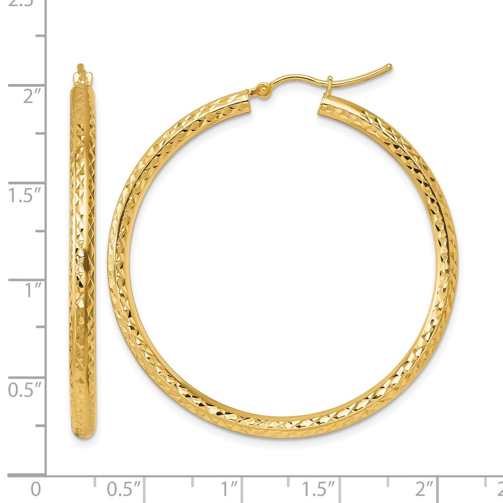 10k Diamond-cut 3mm Round Hoop Earrings