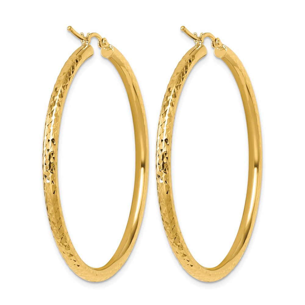 10k Diamond-cut 3mm Round Hoop Earrings