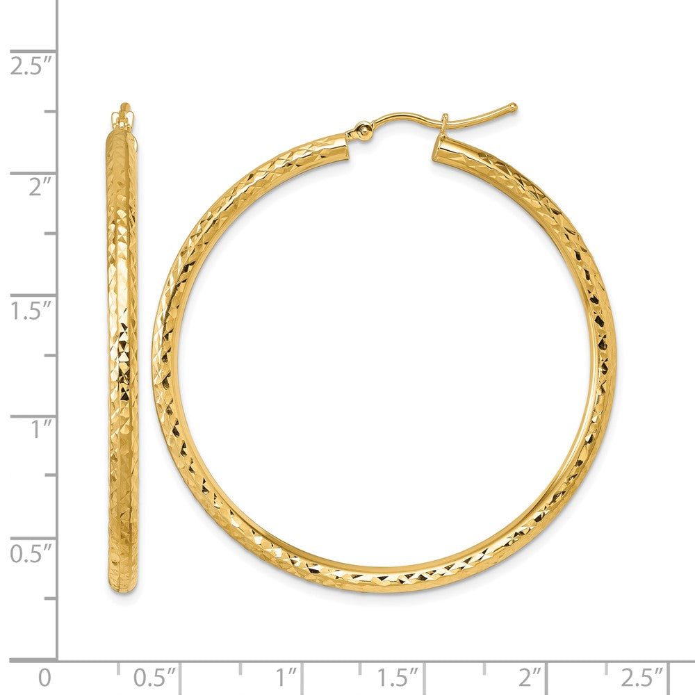 10k Diamond-cut 3mm Round Hoop Earrings