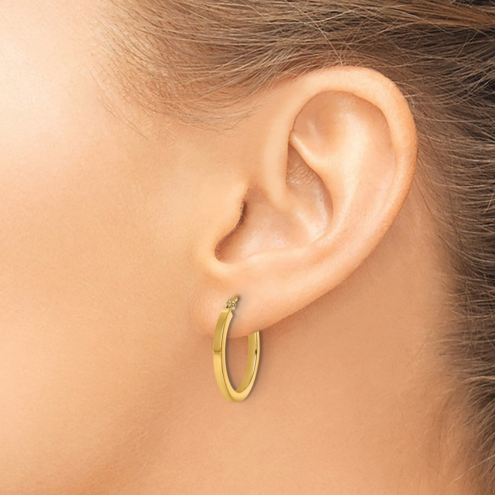 10k 2mm Square Tube Hoop Earrings