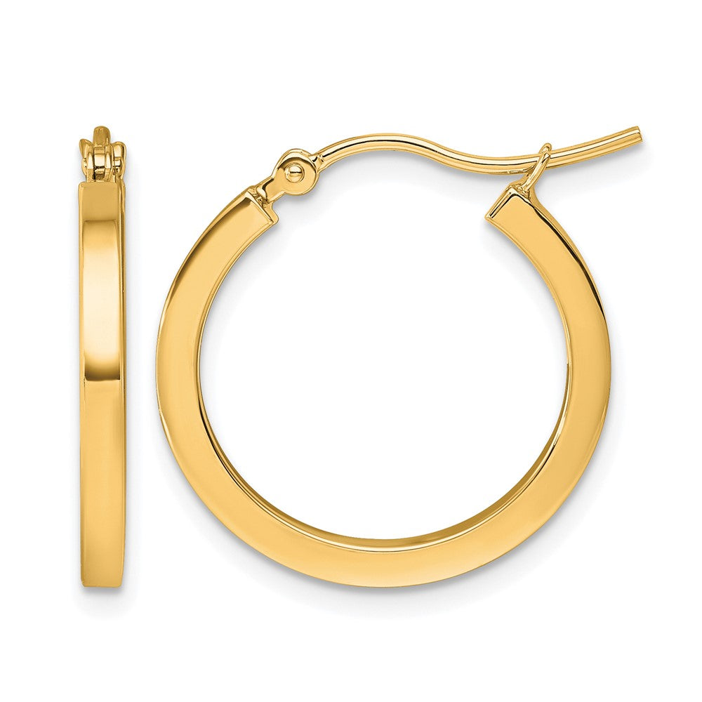 10k 2mm Square Tube Hoop Earrings