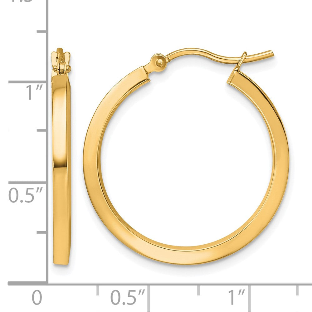 10k 2mm Square Tube Hoop Earrings