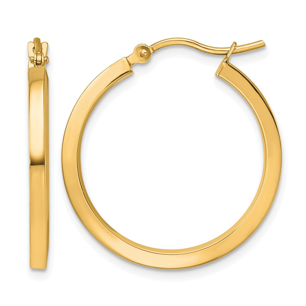 10k 2mm Square Tube Hoop Earrings