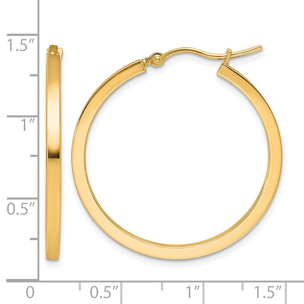 10k 2mm Square Tube Hoop Earrings