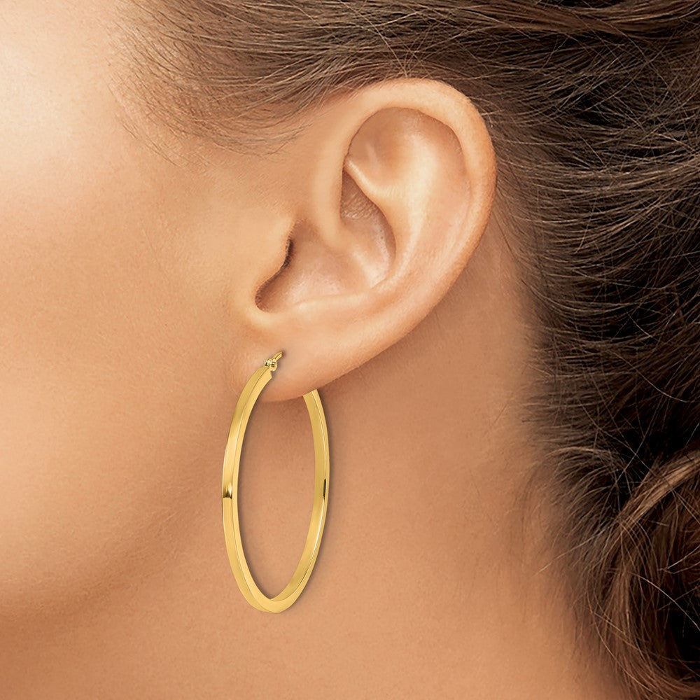 10k 2mm Square Tube Hoop Earrings