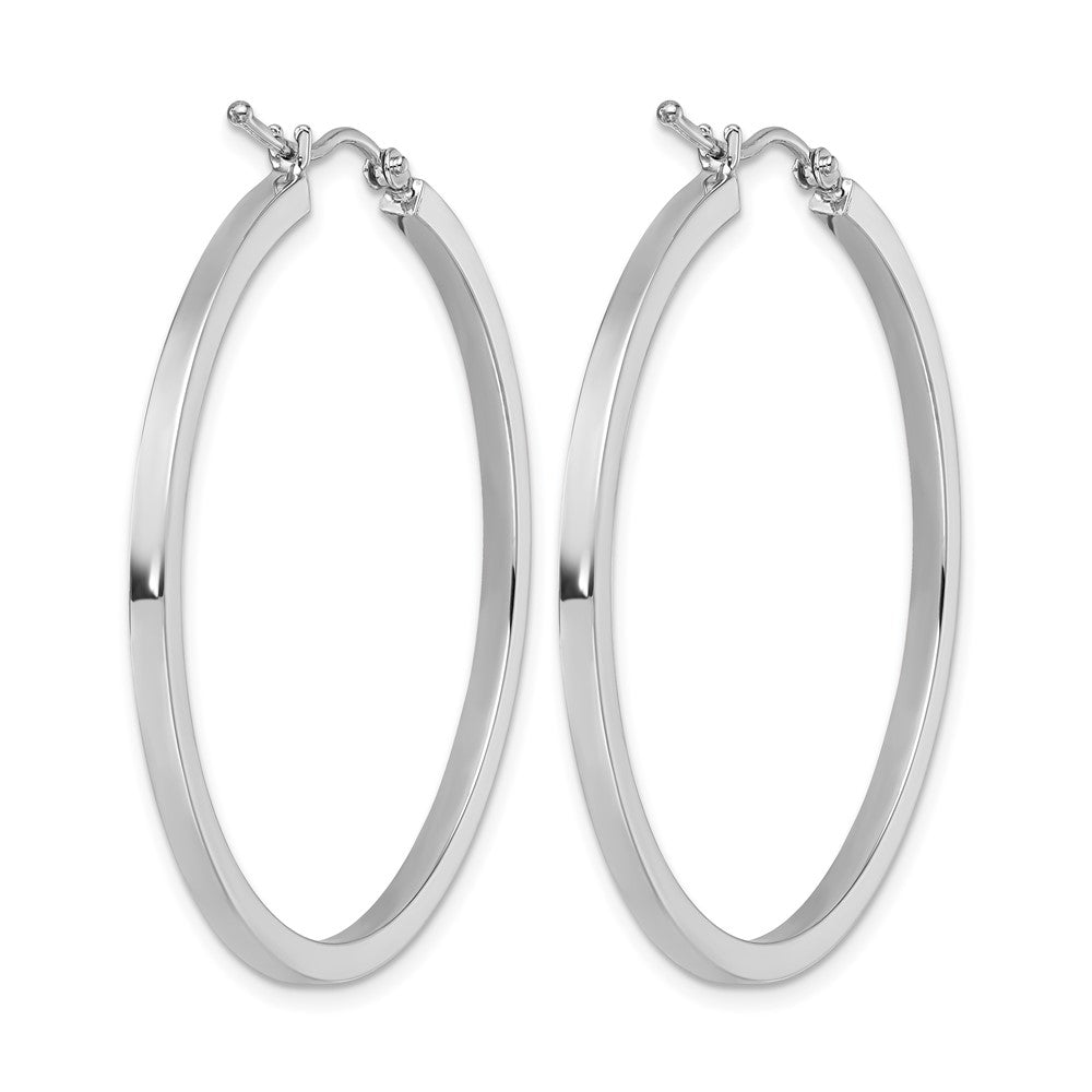 10k White Gold 2mm Square Tube Hoop Earrings