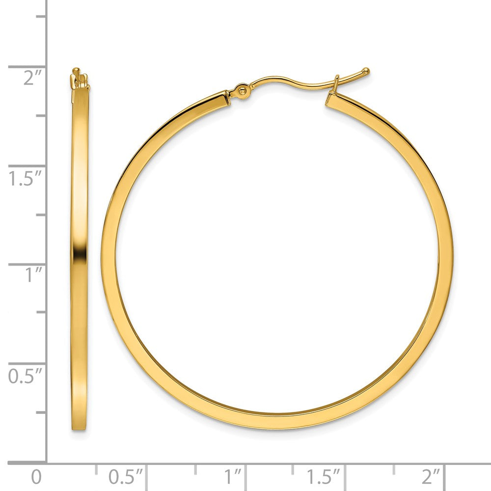 10k 2mm Square Tube Hoop Earrings