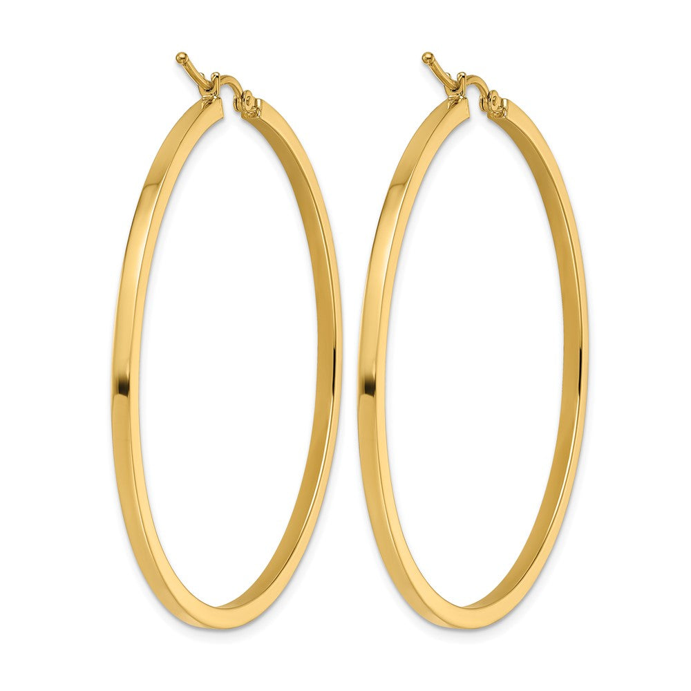 10k 2mm Square Tube Hoop Earrings