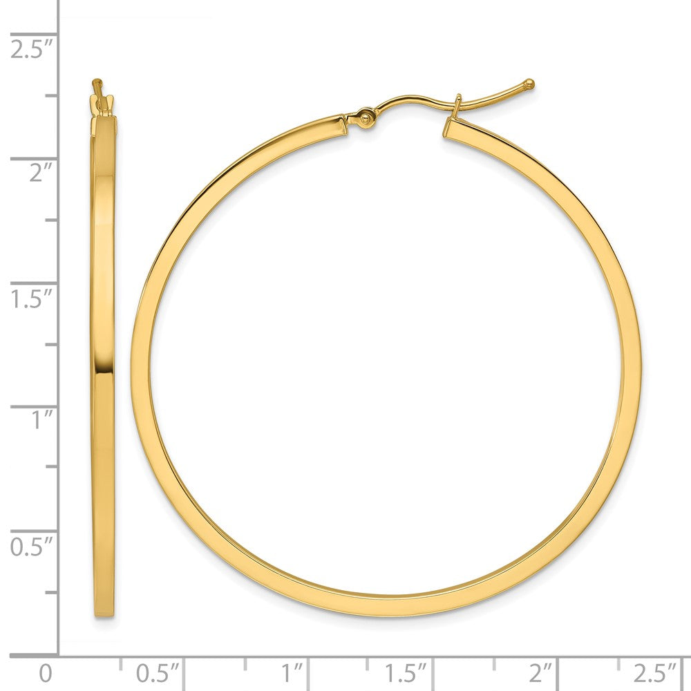 10k 2mm Square Tube Hoop Earrings