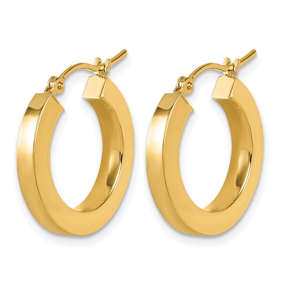 10k 3mm Polished Square Hoop Earrings