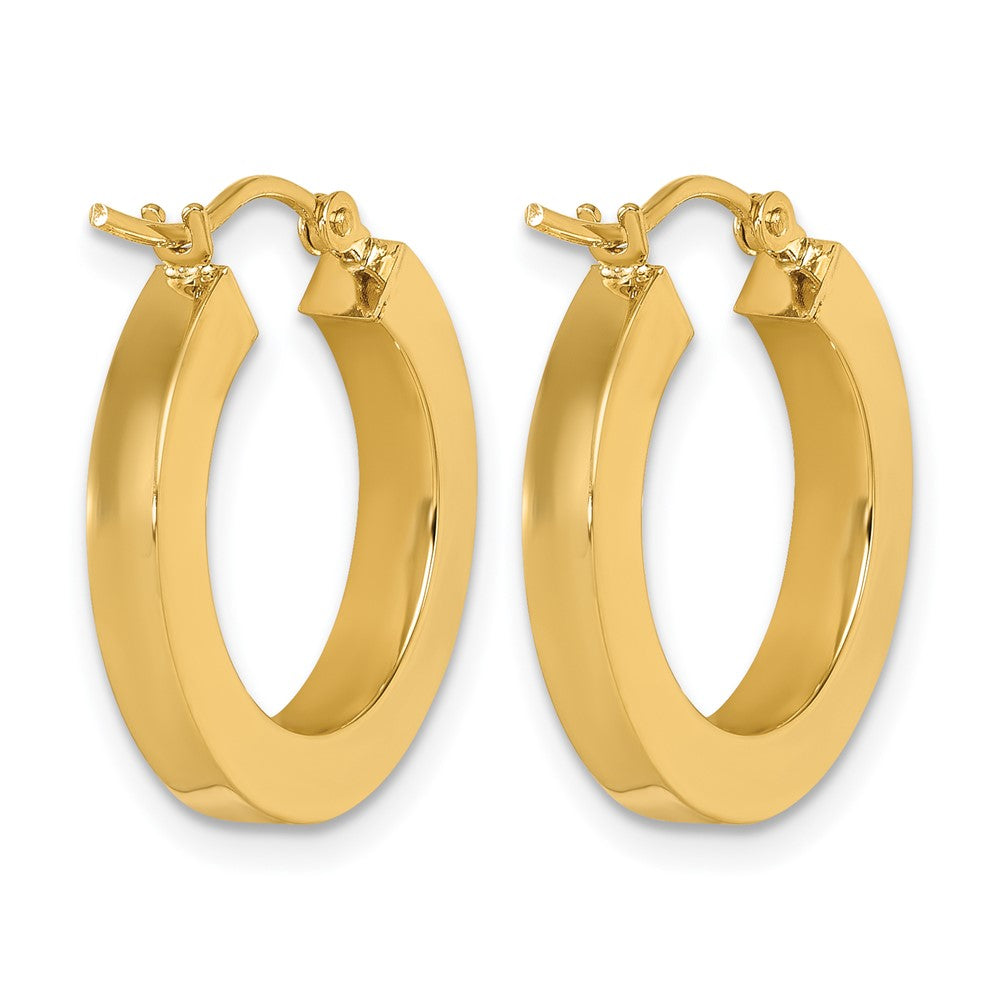 10k 3mm Polished Square Hoop Earrings