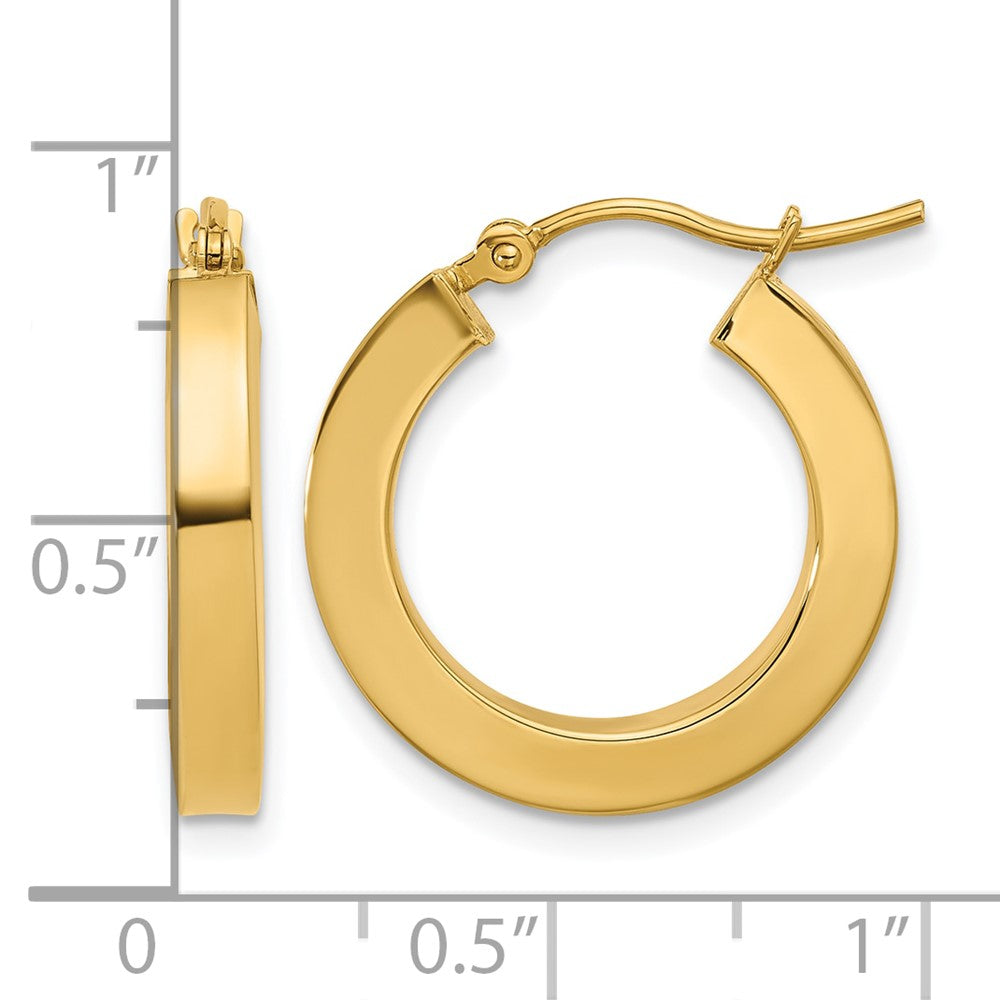 10k 3mm Polished Square Hoop Earrings