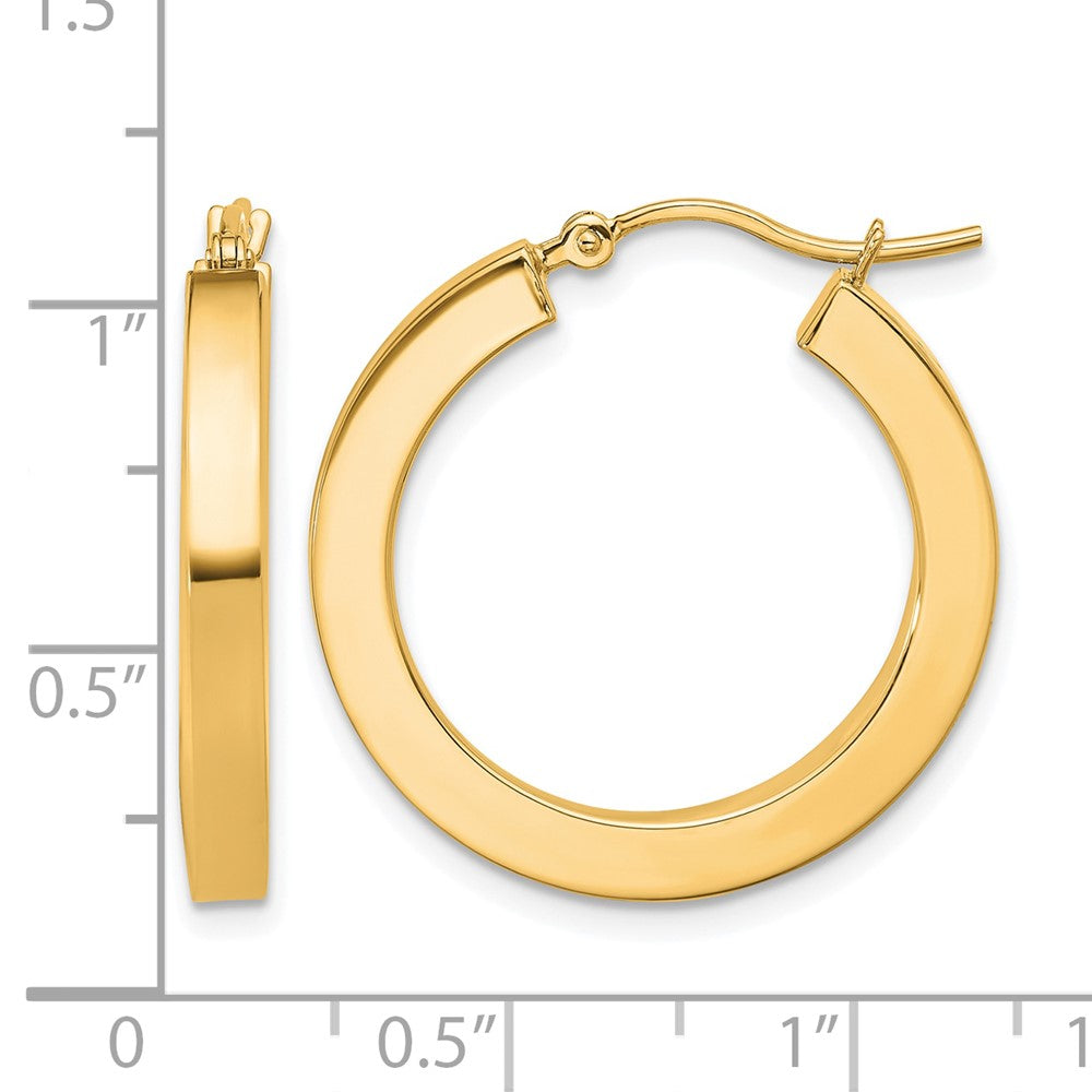 10k 3mm Polished Square Hoop Earrings
