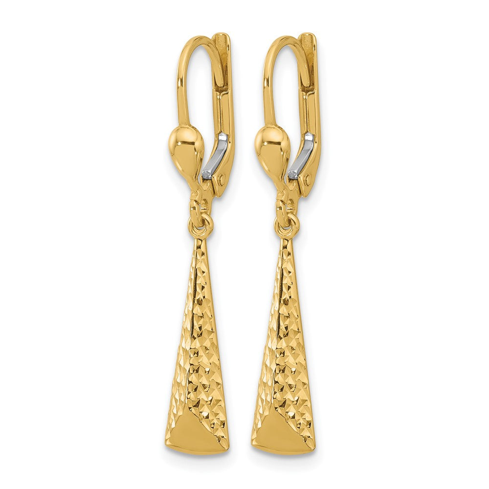 10K Polished and Textured Leverback Dangle Earrings