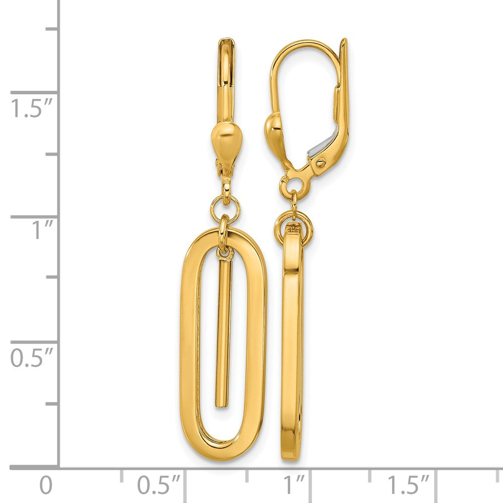 10K Polished Dangle Leverback Earrings