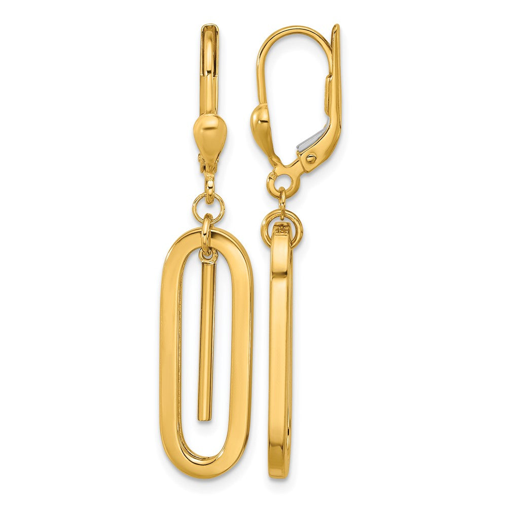 10K Polished Dangle Leverback Earrings