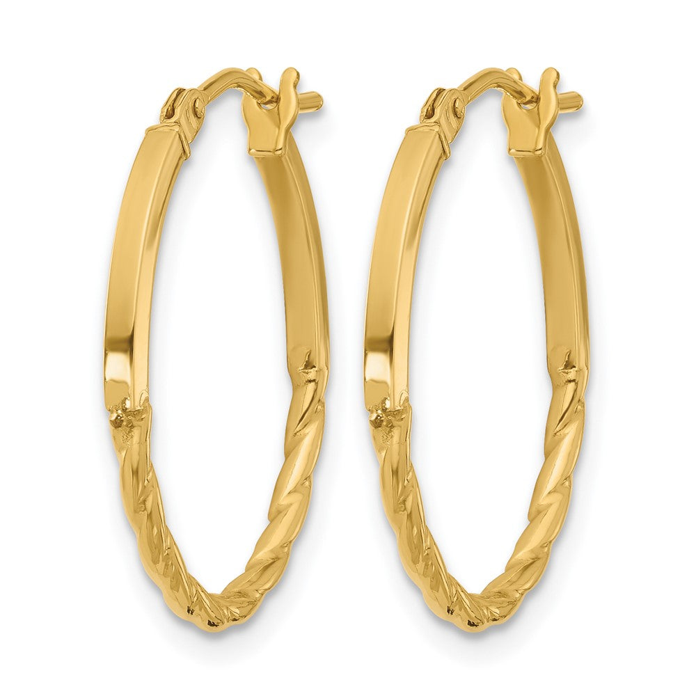 10K Polished Twist Oval Hoop Earrings
