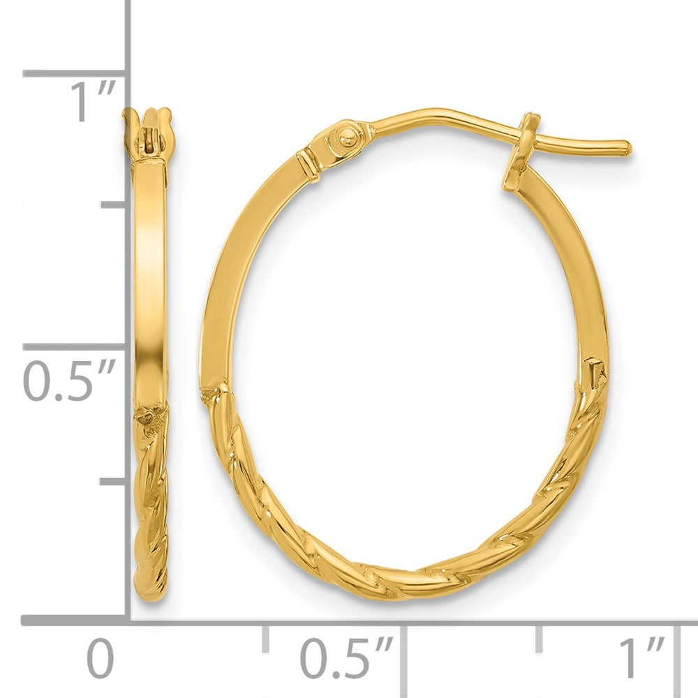10K Polished Twist Oval Hoop Earrings