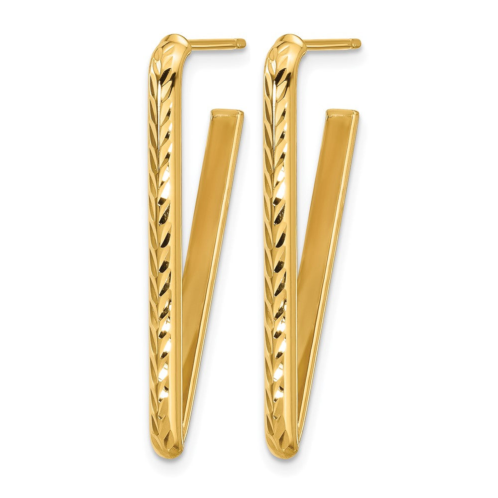 10K Polished and Diamond-cut Triangle Post Earrings