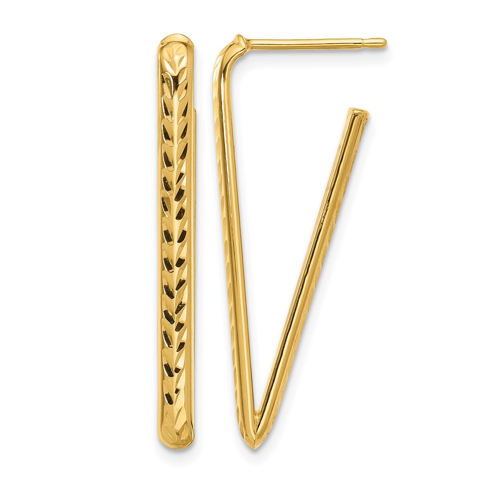 10K Polished and Diamond-cut Triangle Post Earrings