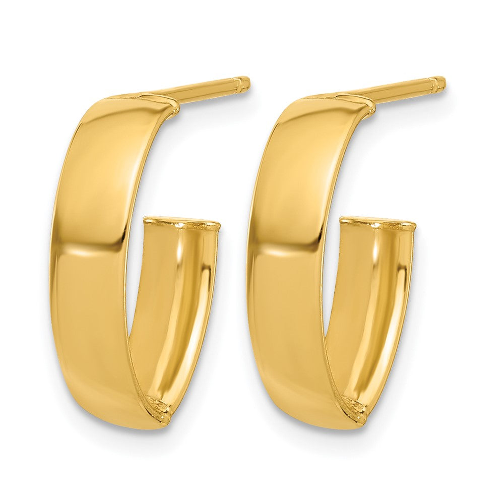 10K Polished J-Hoop Post Earrings