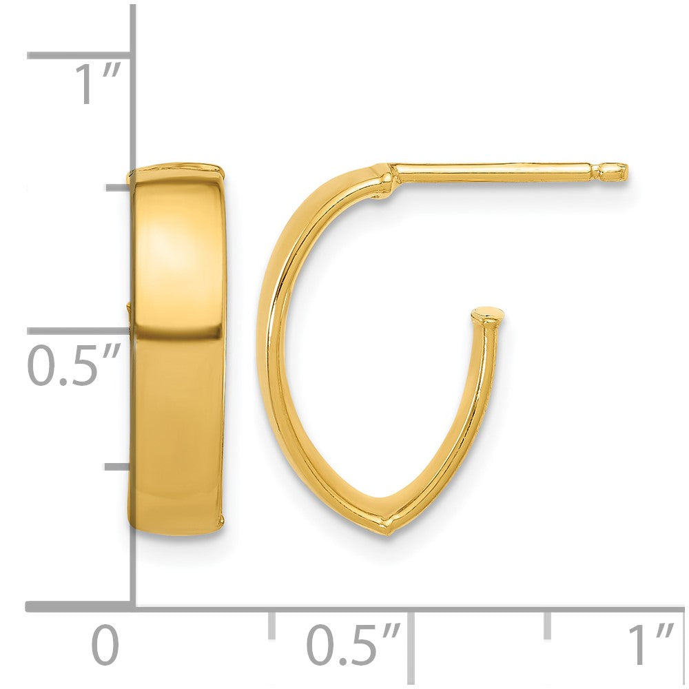 10K Polished J-Hoop Post Earrings