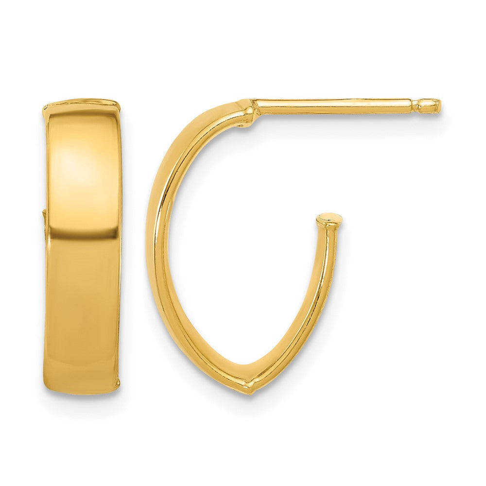 10K Polished J-Hoop Post Earrings
