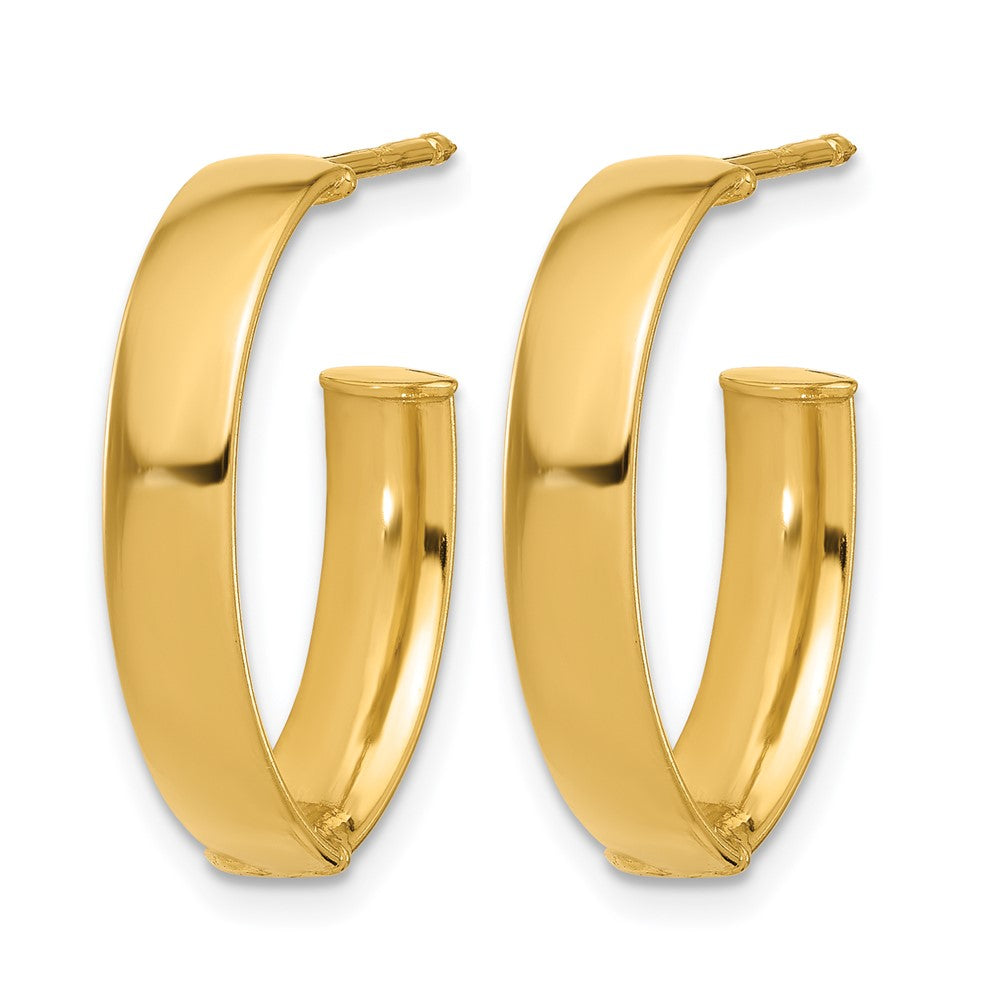 10K Polished  J-Hoop Post Earrings