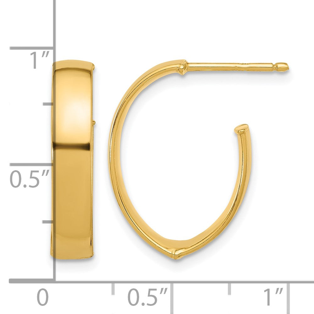 10K Polished  J-Hoop Post Earrings